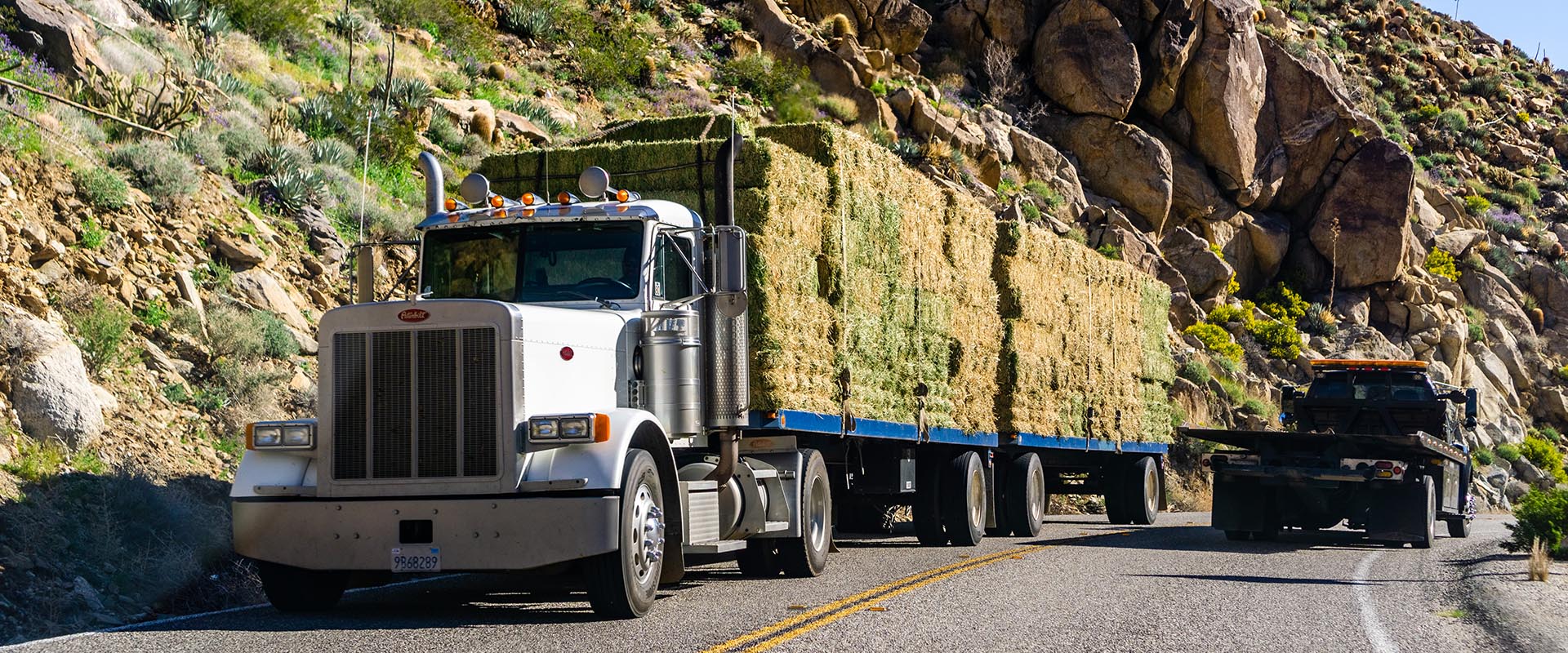 Trucking driving on highway bg