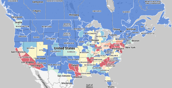 Map of U.S. Dry Van Market Conditions