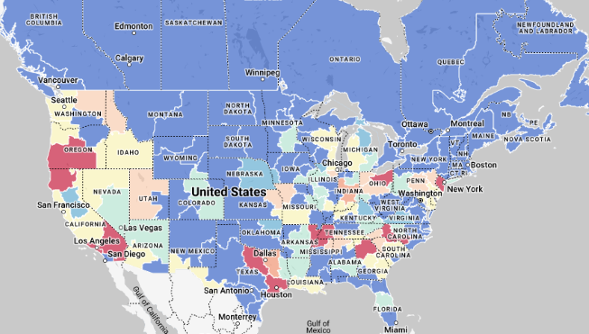 Map of U.S. Dry Van Market Conditions