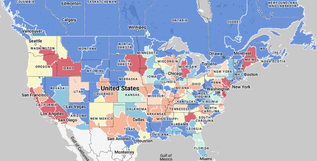 Map of the US Market Conditions