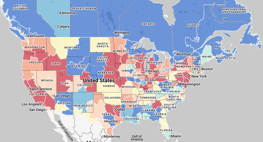 Reefer Market Conditions map of USA