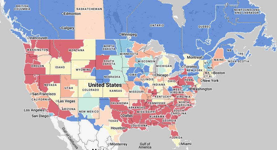 Flatbed Market Conditions map of USA