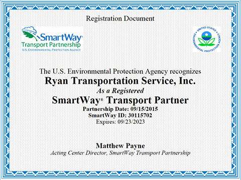 SmartWay 2022 Certificate