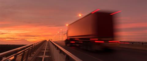 truck driving on the road