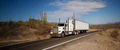 Truck driving on highway